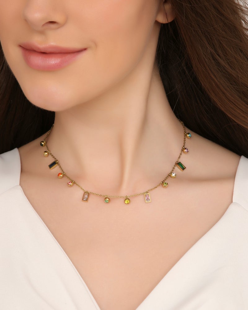 TAAHIRA 18kt Gold Plated Multi Charm Necklace - Image 4